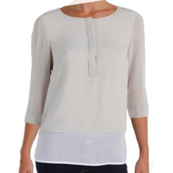 Boss Chic Silver Blouse with White Hem Size 4 New Without Tag - Picture 1 of 11